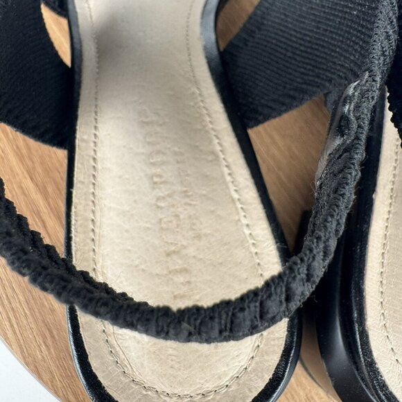 Liverpool Pacific Black Woven Fabric Sandals With Leather Sock Square Toe Size 8 - Picture 7 of 9